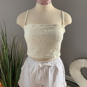 Aerie Off-White Longline Crochet Swim Top -Size XL